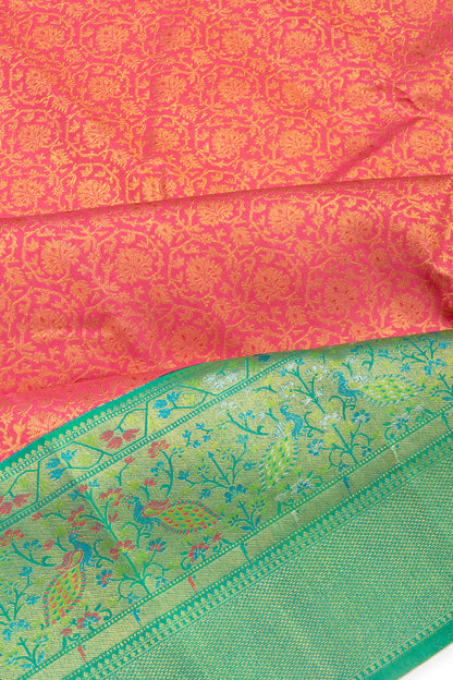 Kanchipuram Silk Brocade Pink Saree