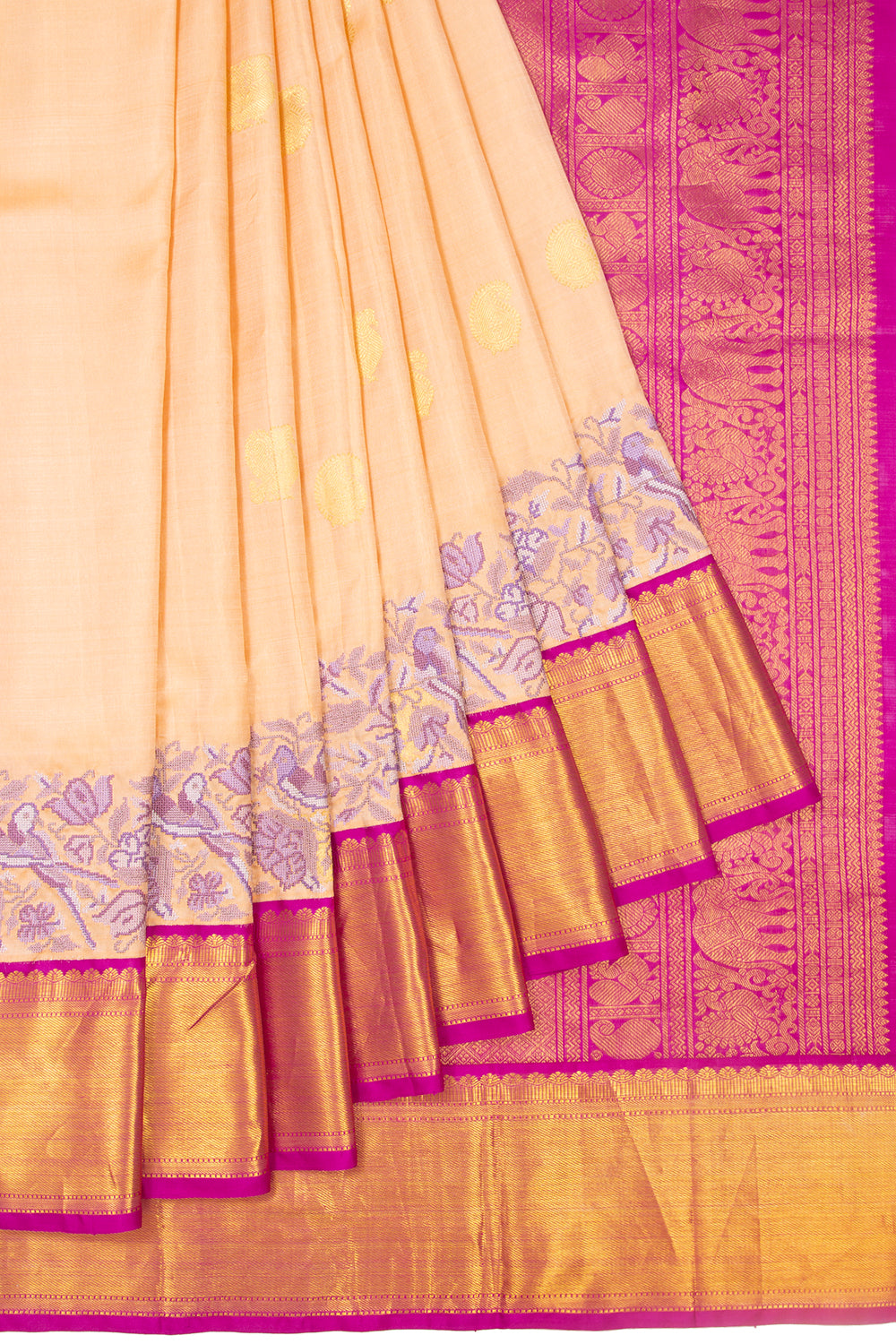 Kanchipuram Silk Butta Cream Saree