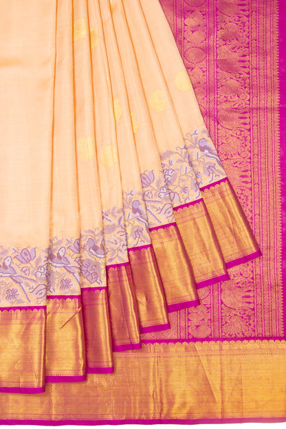Kanchipuram Silk Butta Cream Saree