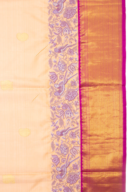 Kanchipuram Silk Butta And Embroidery Cream Saree