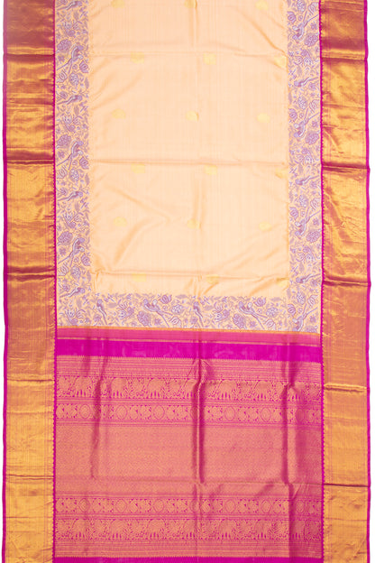 Kanchipuram Silk Butta And Embroidery Cream Saree