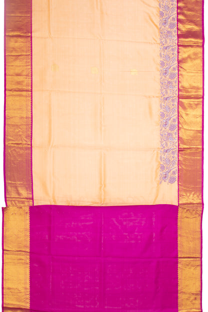 Kanchipuram Silk Butta And Embroidery Cream Saree