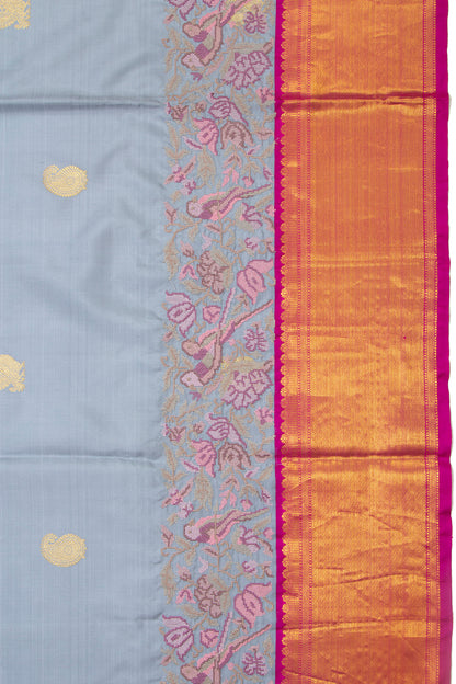 Kanchipuram Silk Butta And Embroidery Pastel Blue Saree