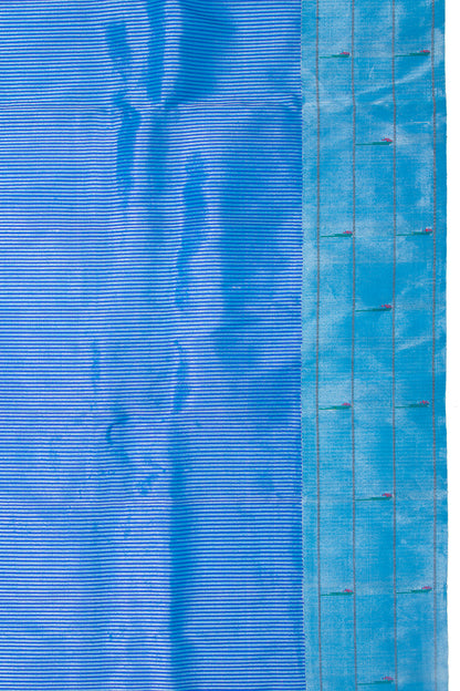 Paithani Silk Vertical Lines Royal Blue Saree With Triple Muniya Border