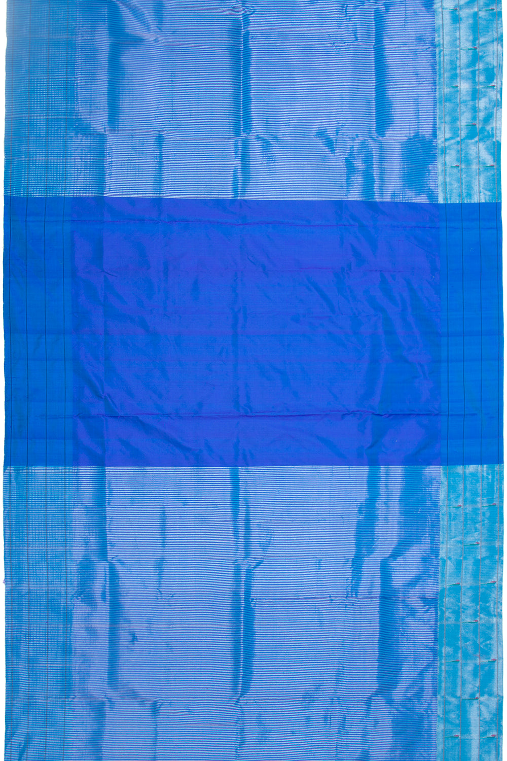 Paithani Silk Vertical Lines Royal Blue Saree With Triple Muniya Border