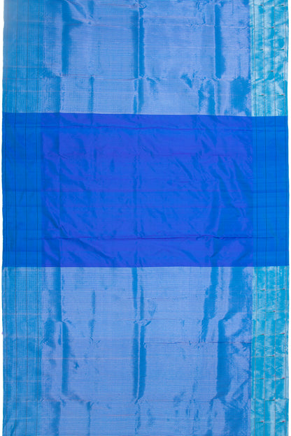 Paithani Silk Vertical Lines Royal Blue Saree With Triple Muniya Border