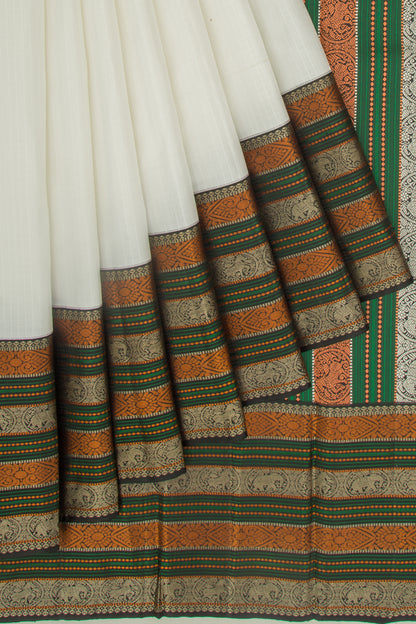 Kanchipuram Silk Checks White Saree
