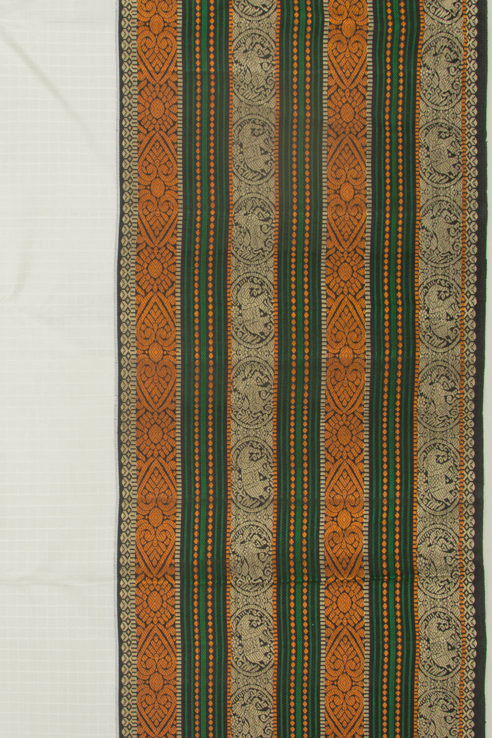 Kanchipuram Silk Checks White Saree
