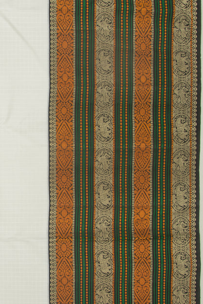 Kanchipuram Silk Checks White Saree
