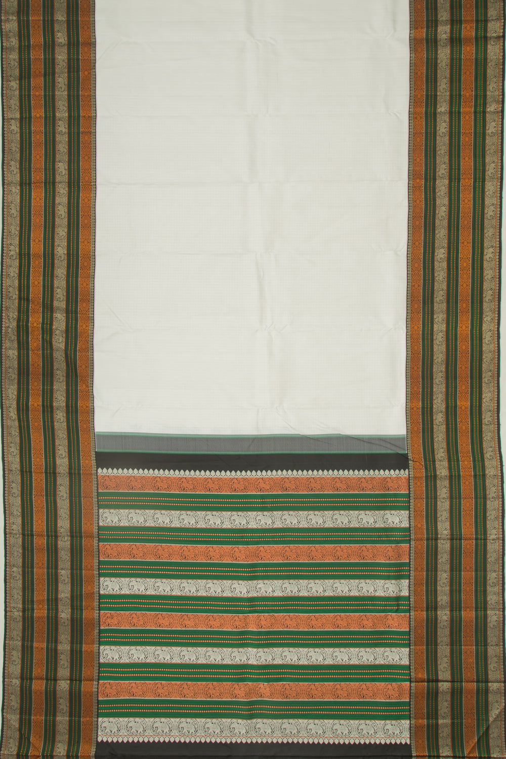 Kanchipuram Silk Checks White Saree
