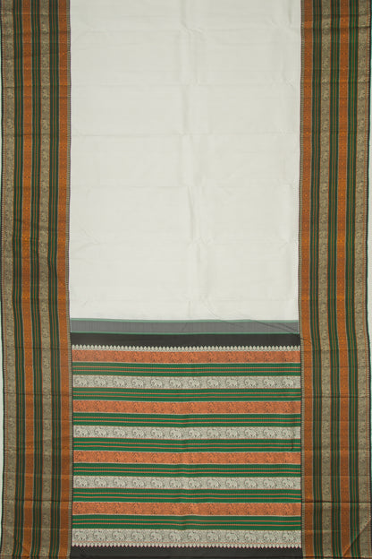 Kanchipuram Silk Checks White Saree