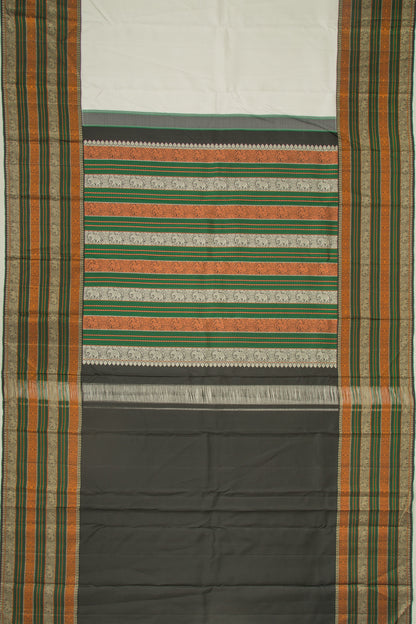 Kanchipuram Silk Checks White Saree