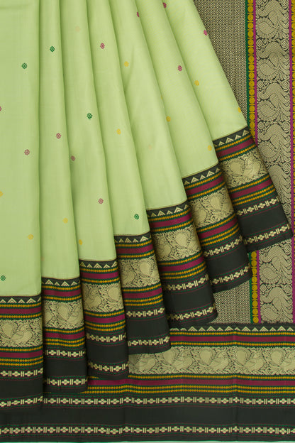 Gadwal Silk Butta Pista Green Saree