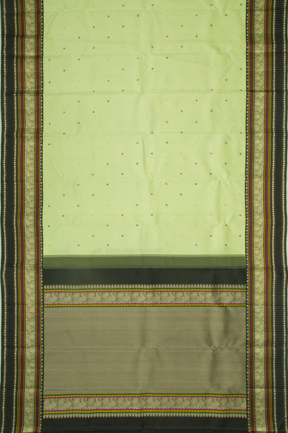 Gadwal Silk Butta Pista Green Saree