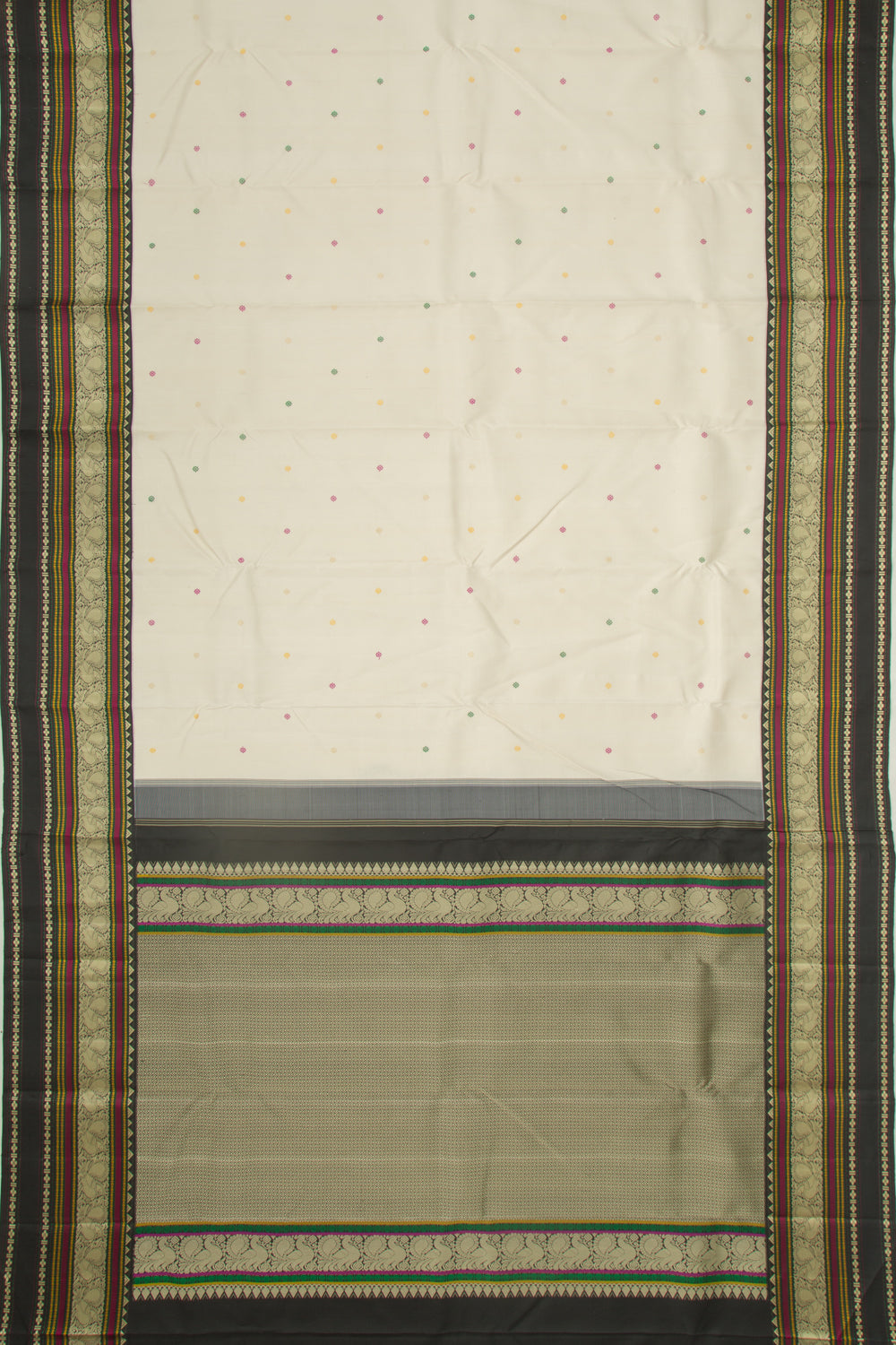 Gadwal Silk Butta Off White Saree