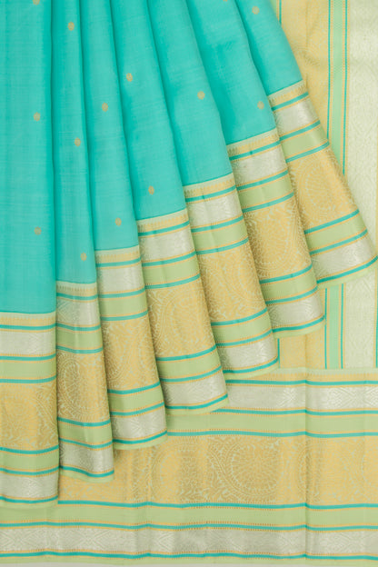 Gadwal Silk Butta Sea Green saree