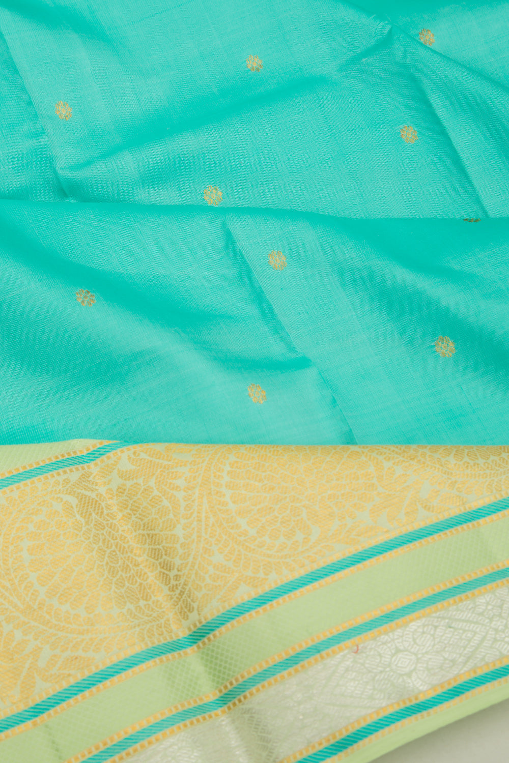 Kanchipuram Silk Butta Sea Green Saree DM