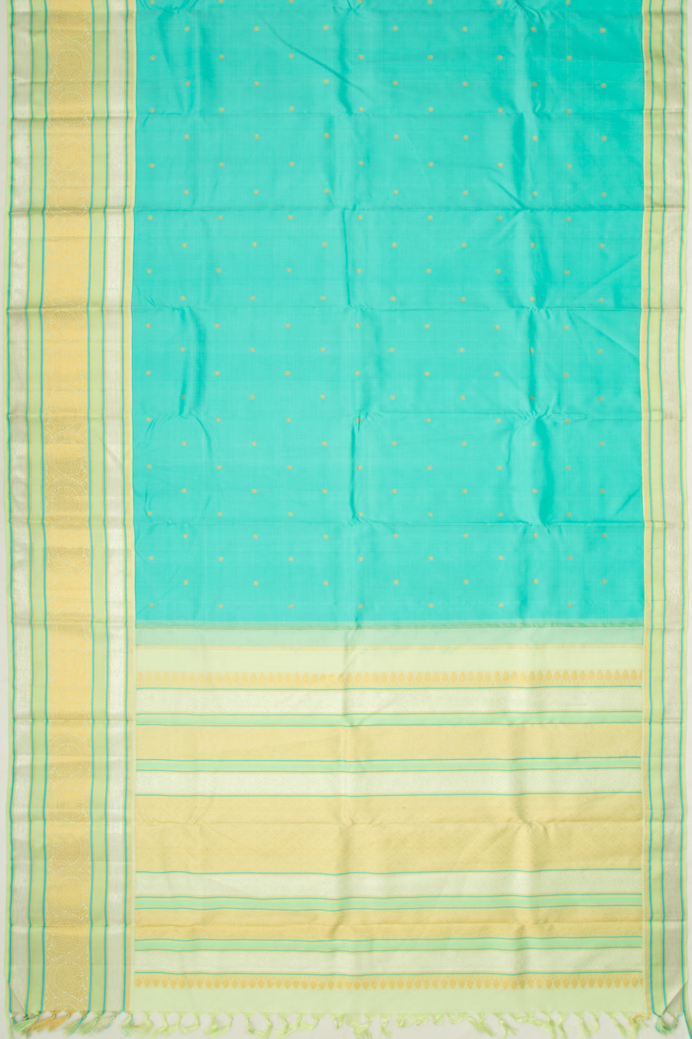 Gadwal Silk Butta Sea Green saree