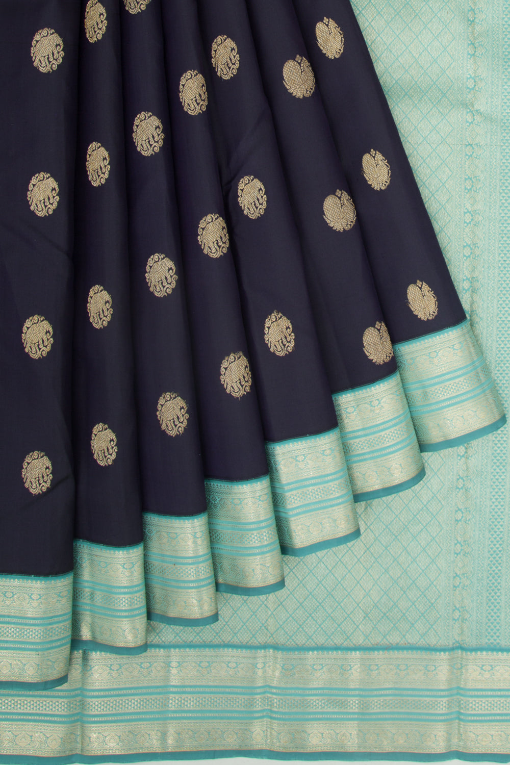 Kanchipuram Silk Butta Dark Blue Saree