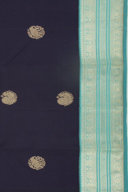 Kanchipuram Silk Butta Dark Blue Saree