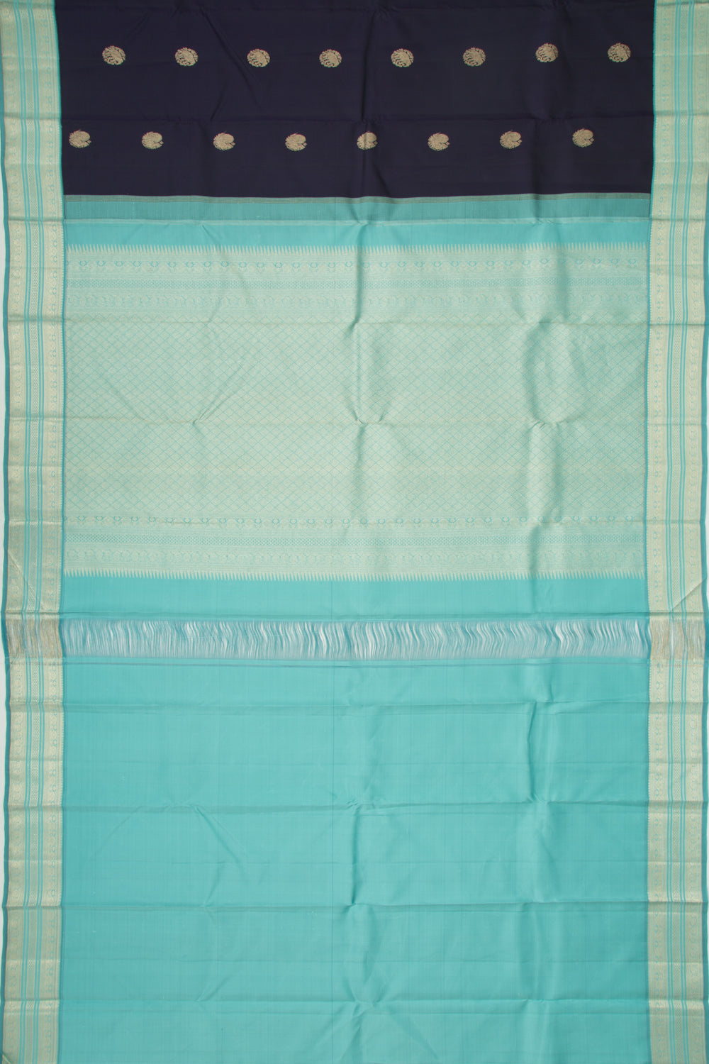 Kanchipuram Silk Butta Dark Blue Saree