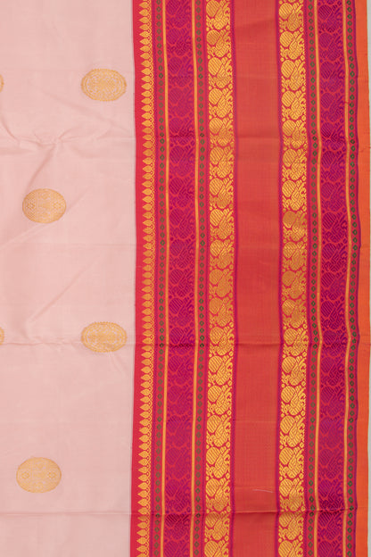 Kanchipuram Silk Butta Peach Saree DM
