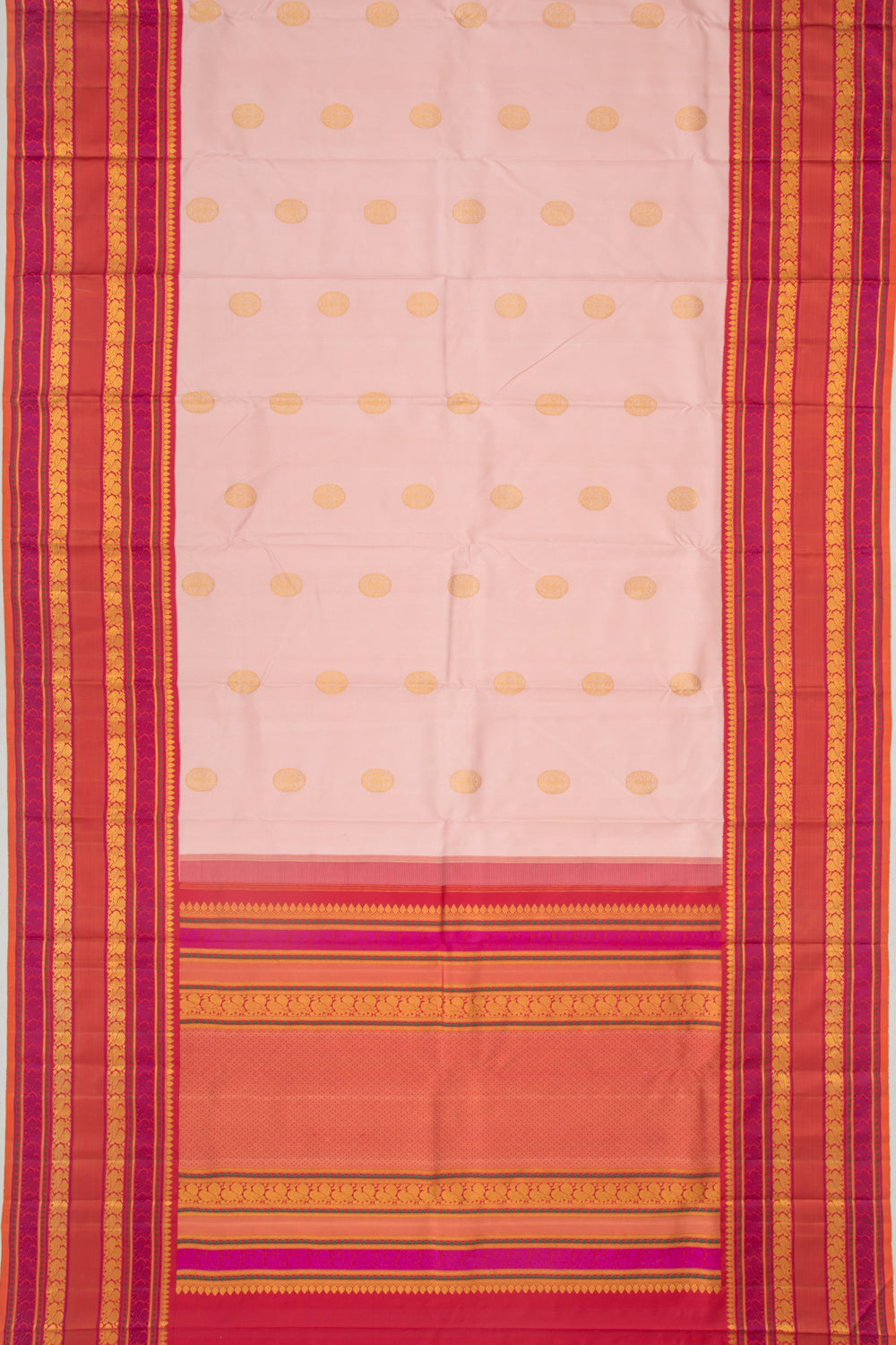 Gadwal Silk Butta Peach Saree