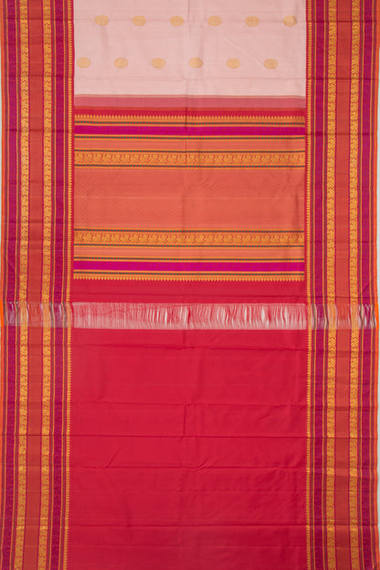 Kanchipuram Silk Butta Peach Saree DM