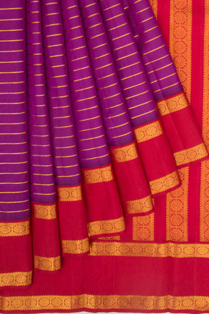 Kanchipuram Silk Horizontal Lines Purple Saree