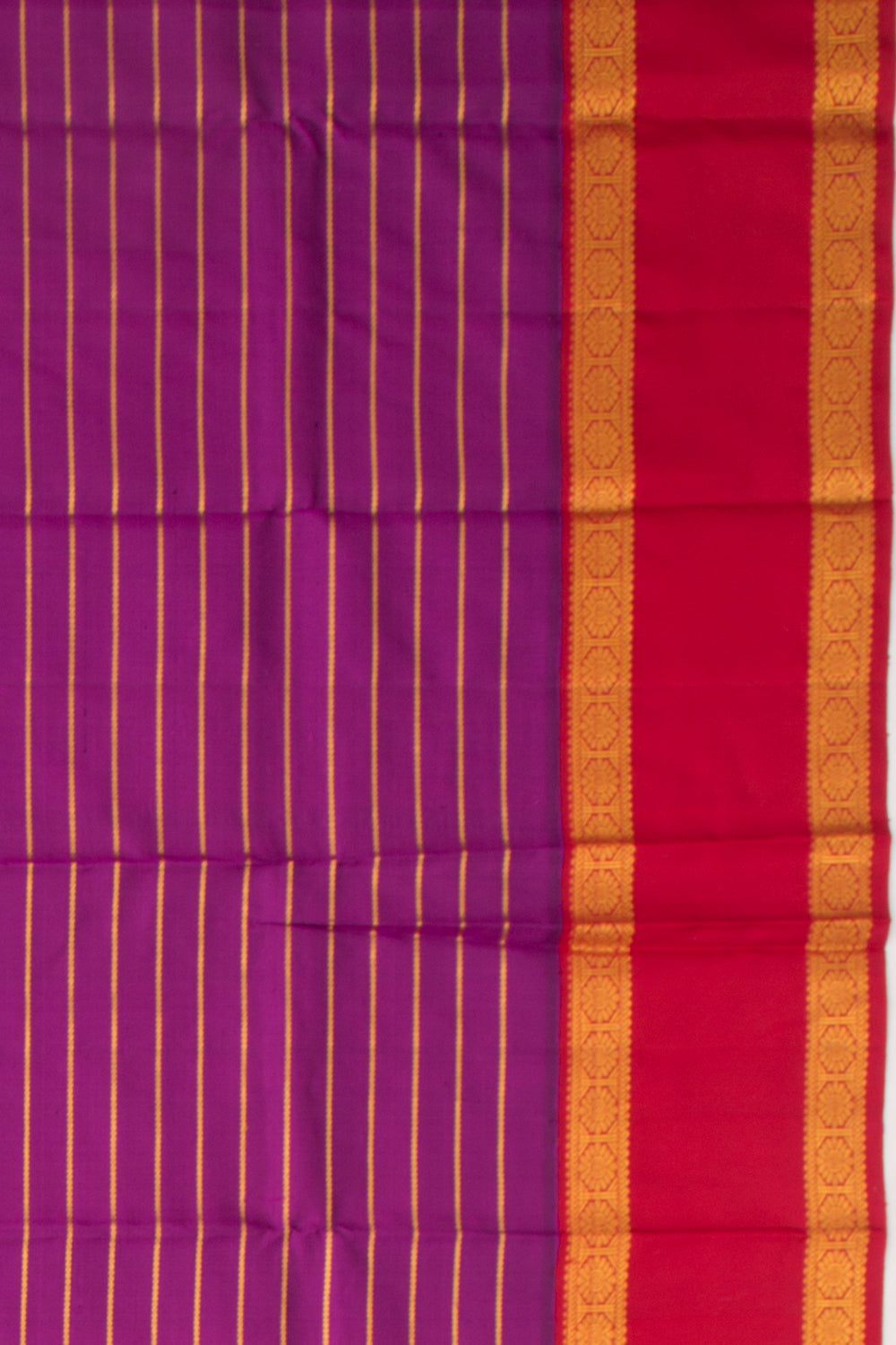 Kanchipuram Silk Horizontal Lines Purple Saree