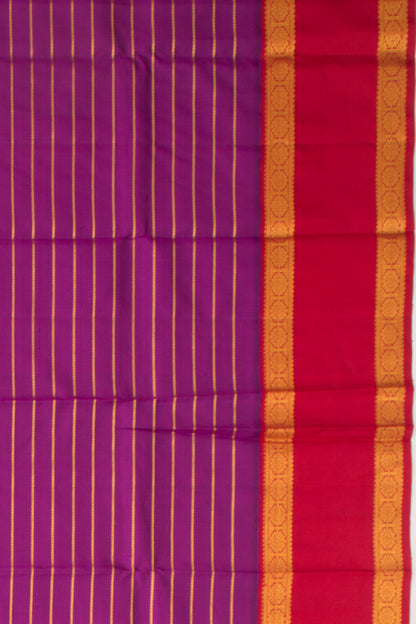 Kanchipuram Silk Horizontal Lines Purple Saree