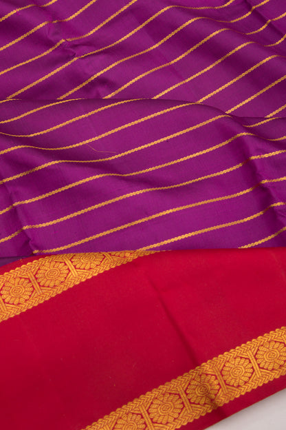 Kanchipuram Silk Horizontal Lines Purple Saree