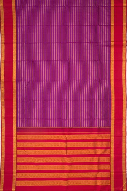 Kanchipuram Silk Horizontal Lines Purple Saree
