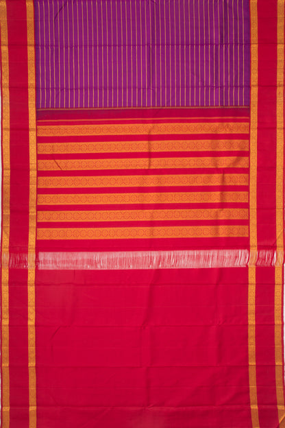Kanchipuram Silk Horizontal Lines Purple Saree