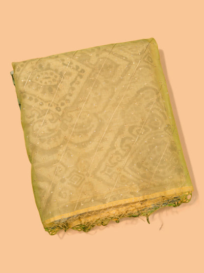 Organza Printed Cream Saree