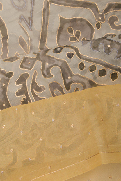Organza Printed Cream Saree