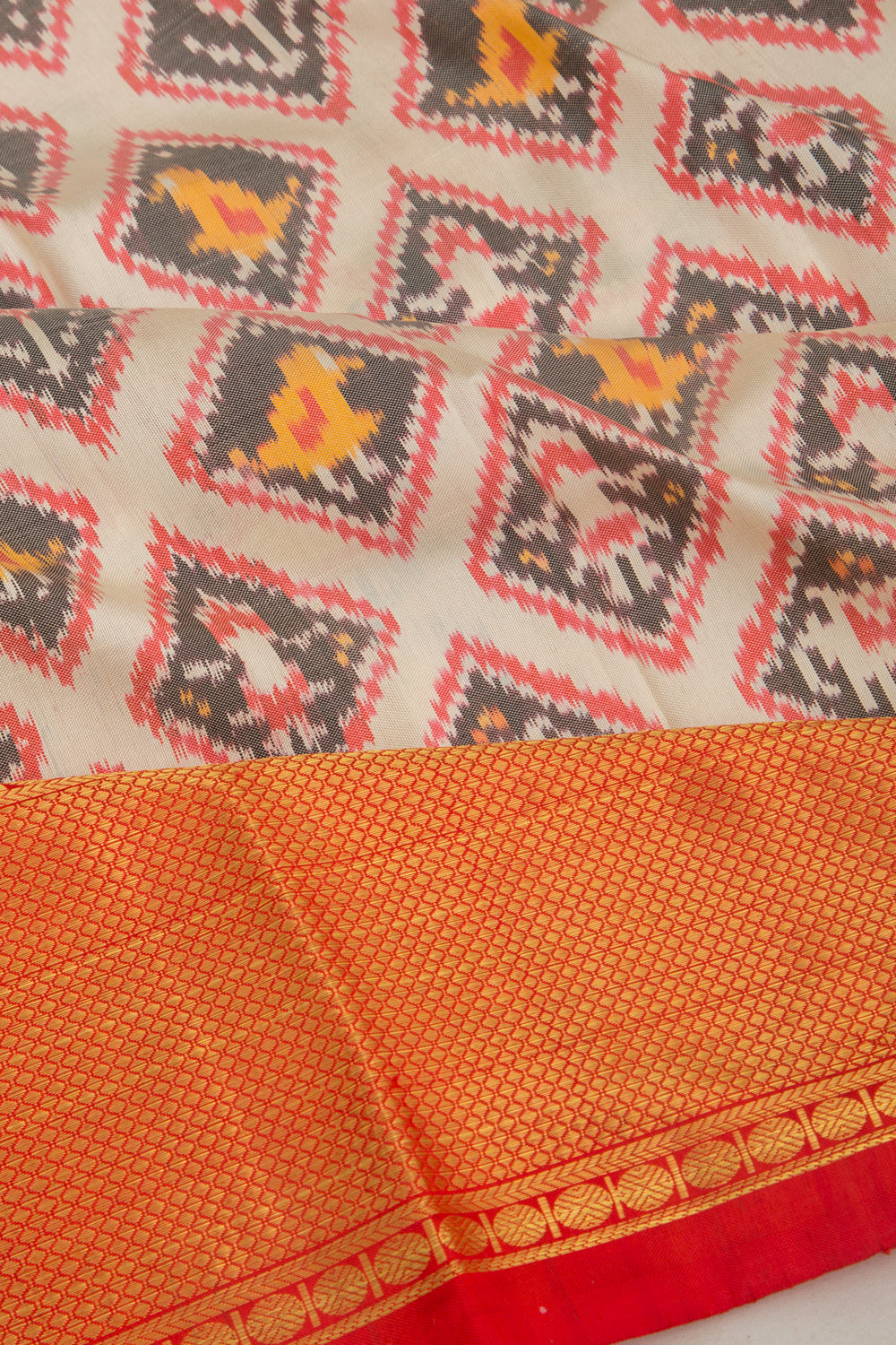 Kanchipuram Silk Ikat Cream Saree