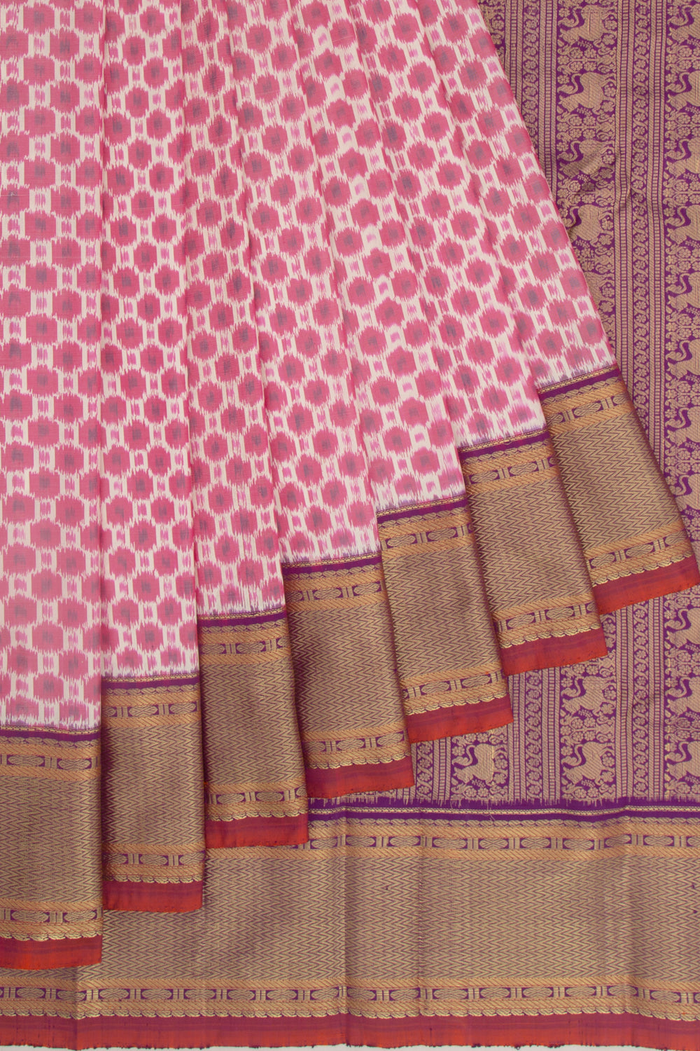 Kanchipuram Silk Ikat Pink Saree