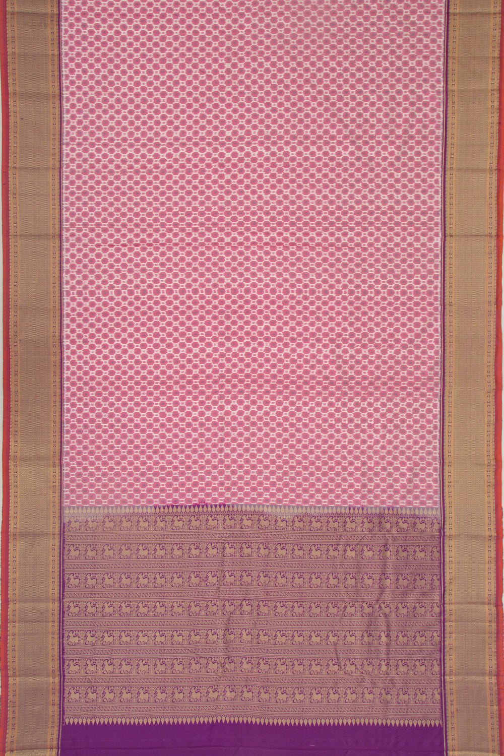 Kanchipuram Silk Ikat Pink Saree