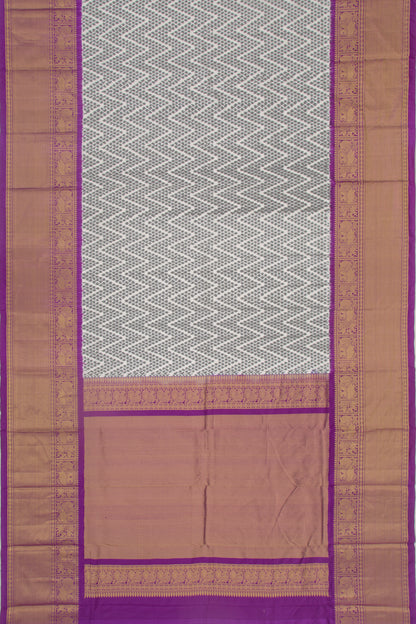 Kanchipuram Silk Ikat White And Black Saree