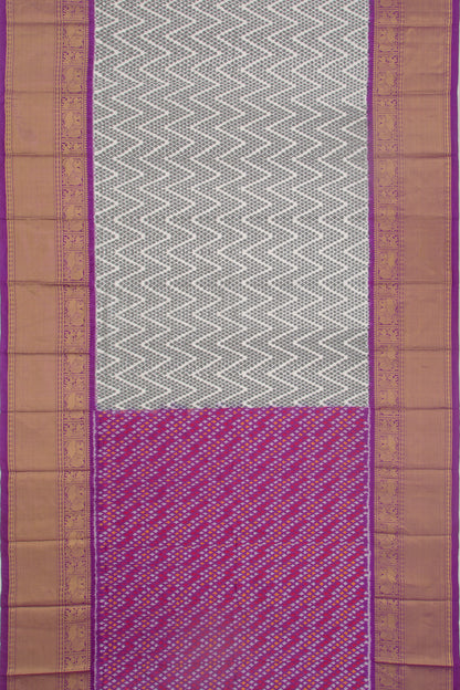 Kanchipuram Silk Ikat White And Black Saree