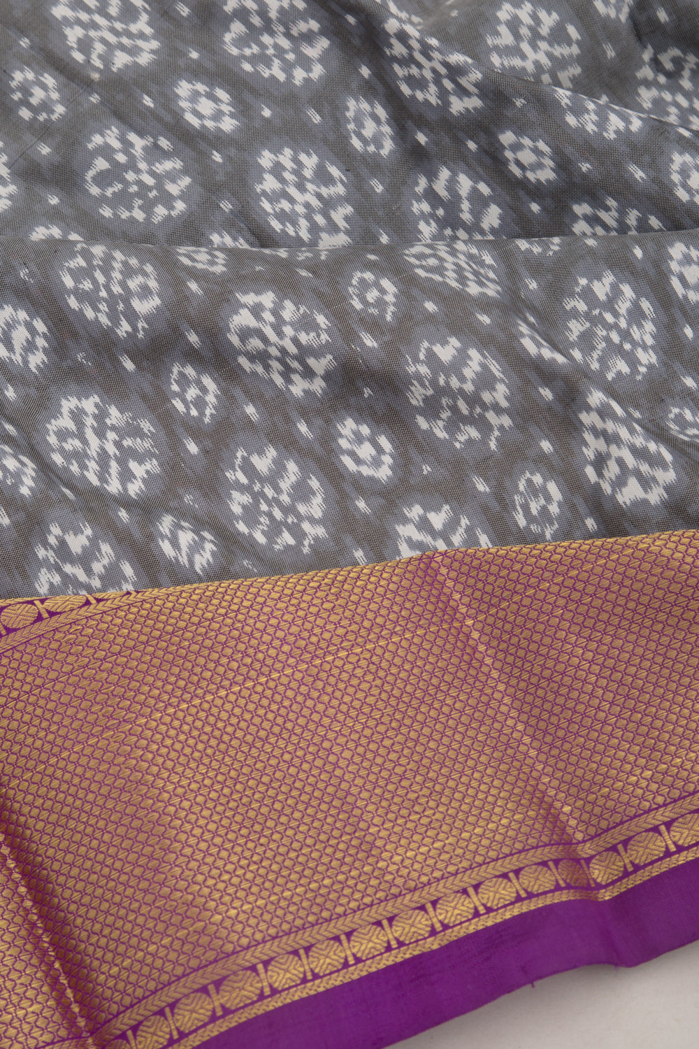 Kanchipuram Silk Ikat Grey Saree