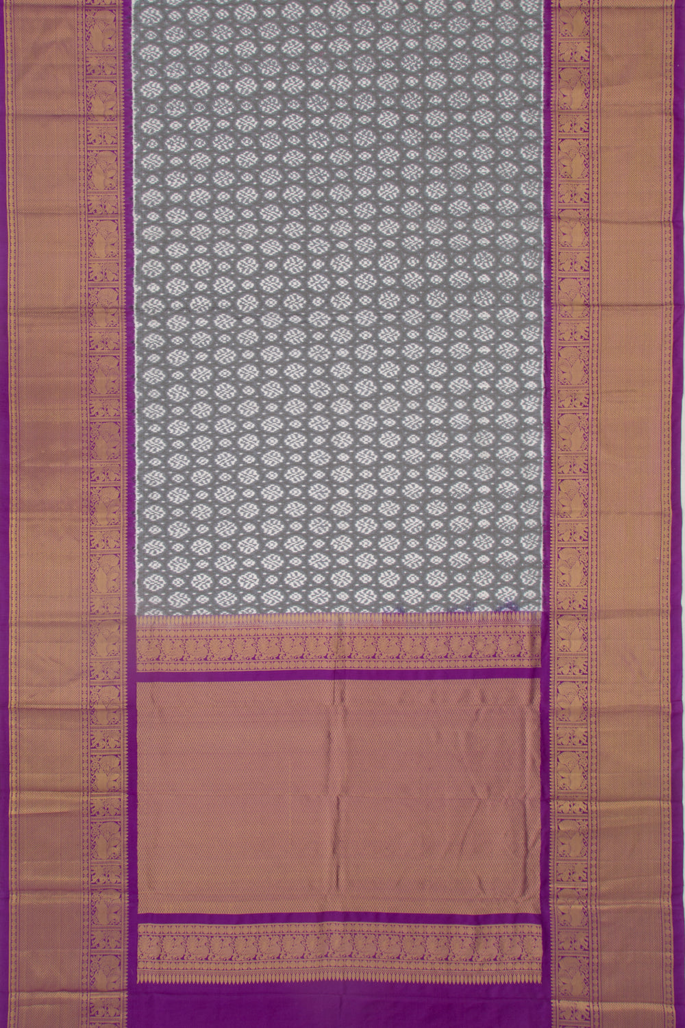 Kanchipuram Silk Ikat Grey Saree