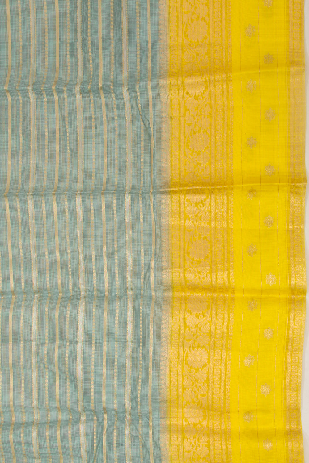 Kota Soft Silk Horizontal Lines Grey Saree