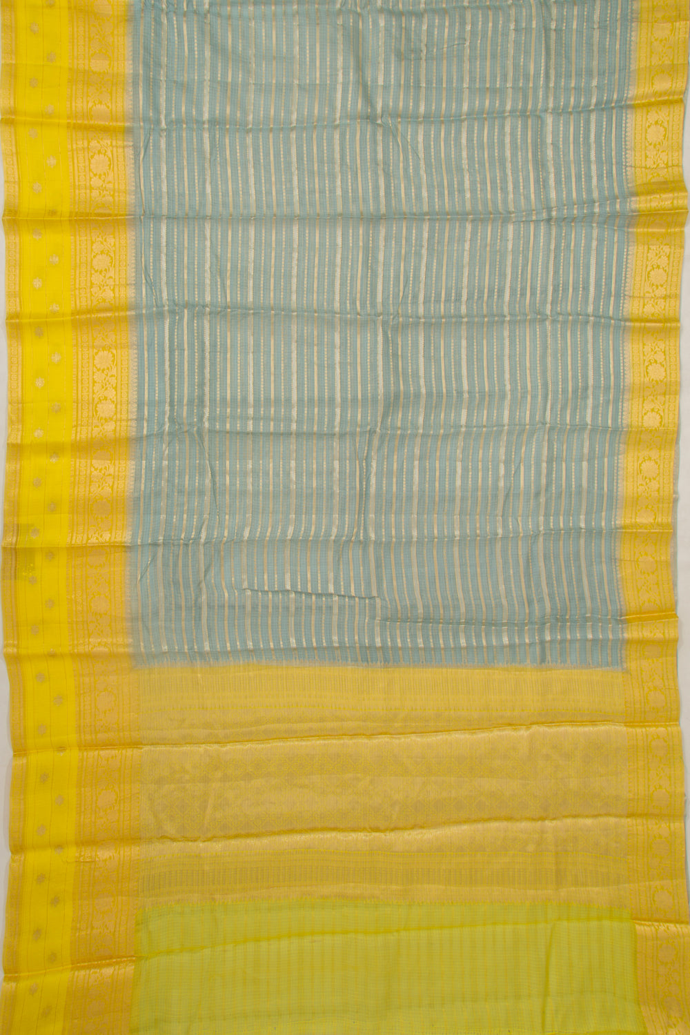 Kota Soft Silk Horizontal Lines Grey Saree