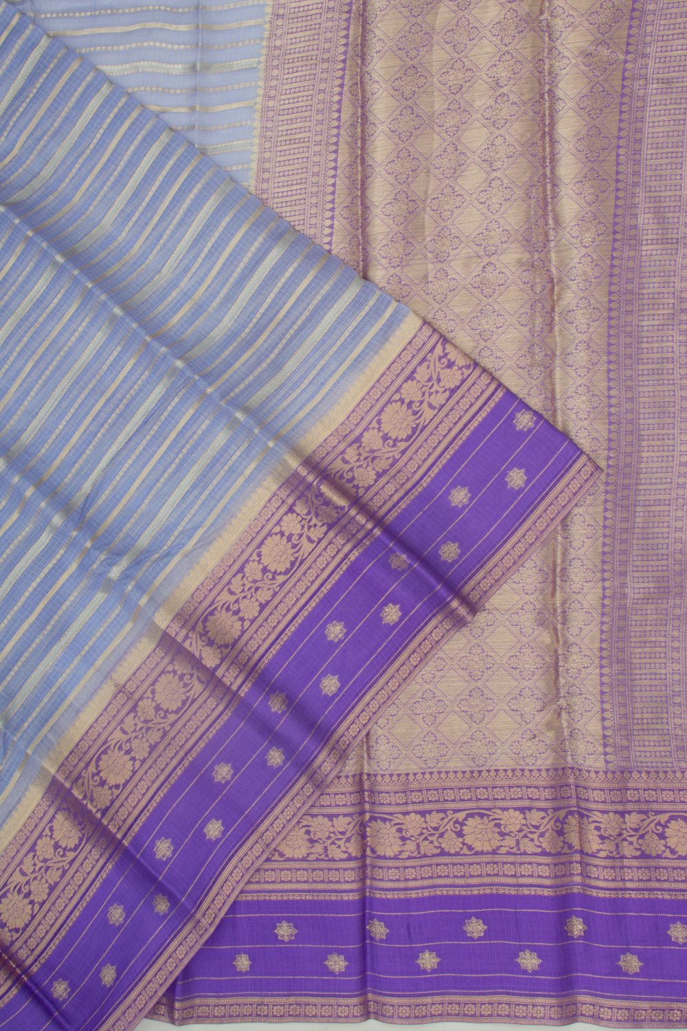 Kota Soft Silk Horizontal Lines Pastel Blue Saree