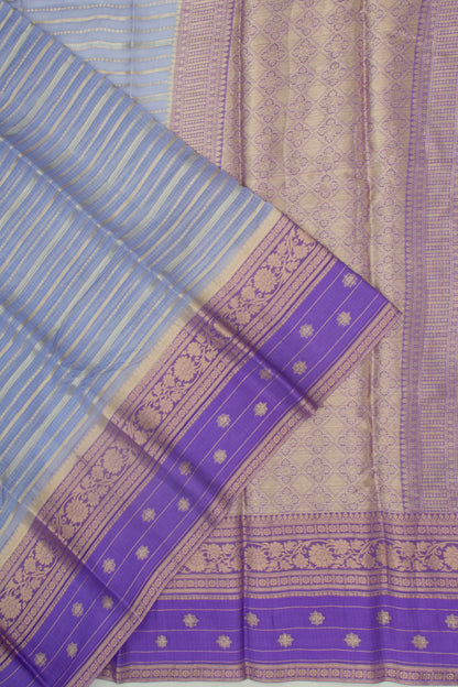 Kota Soft Silk Horizontal Lines Pastel Blue Saree