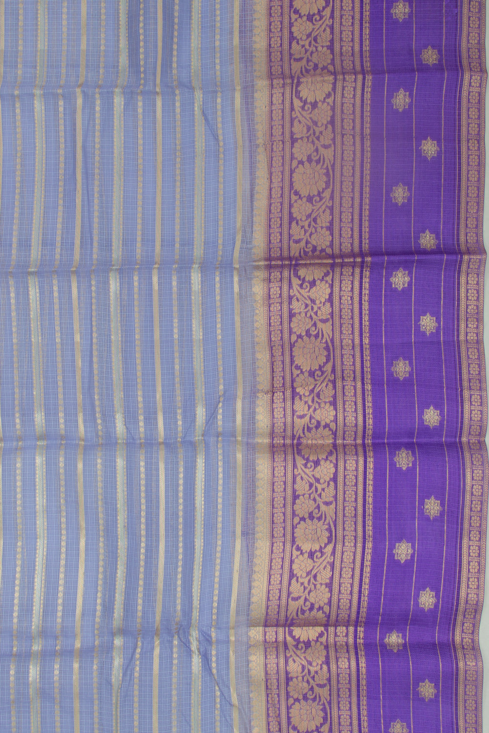Kota Soft Silk Horizontal Lines Pastel Blue Saree