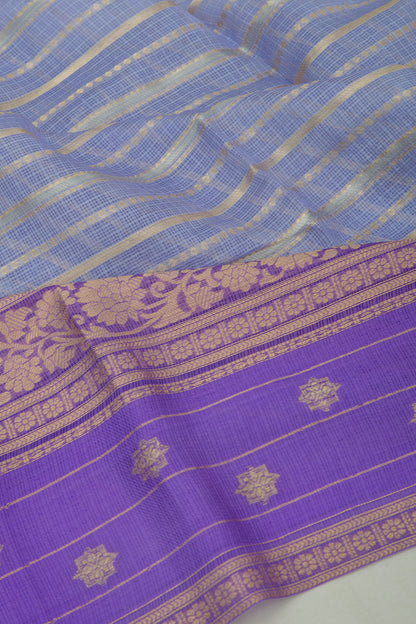 Kota Soft Silk Horizontal Lines Pastel Blue Saree