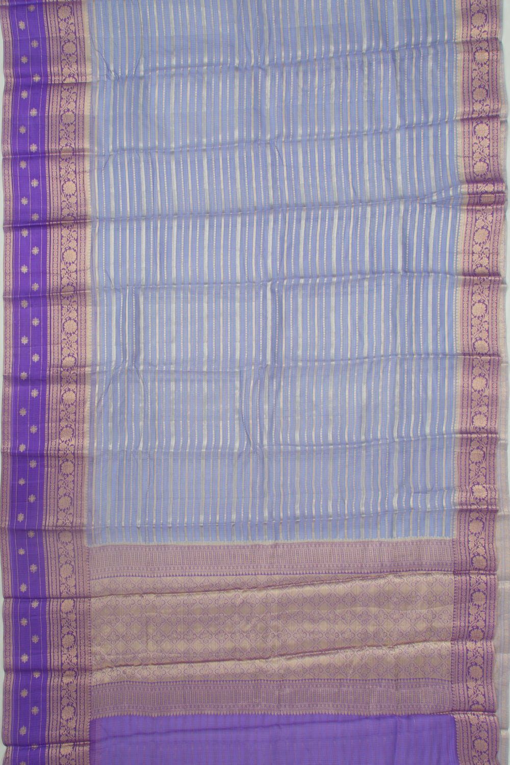 Kota Soft Silk Horizontal Lines Pastel Blue Saree